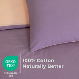 MHG Living Reversible 100% Cotton Duvet Cover Set With Pillowcases - Soft & Breathable Purple Bedding, Button Closure - Double - thumbnail 3