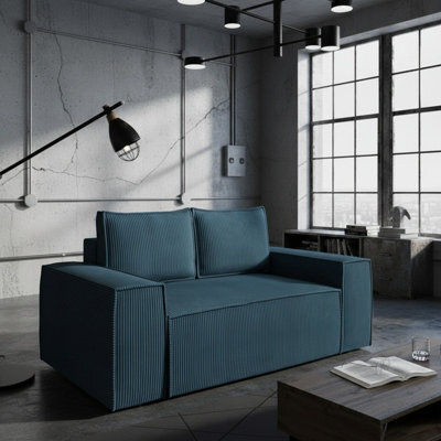 Malaga Small Mdf Sofa Bed With Sleeping Function Dl Fold Out Seat Storage Compartment 188X94X104Cm Turquoise Corduroy - image 1