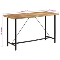 Vidaxl Bar Table 180X70X107 Cm Solid Wood Mango And Iron - thumbnail 7