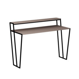 Fwstyle Home Office Modern Student Study Desk Mocha Grey Black Metal Frame - thumbnail 2