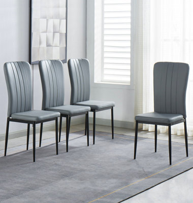 Hallowood Furniture Cullompton Dining Chair With Light Grey Faux Leather And Black Legs X 4 - image 1