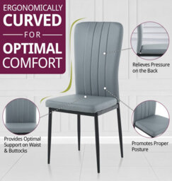 Hallowood Furniture Cullompton Dining Chair With Light Grey Faux Leather And Black Legs X 4 - thumbnail 4
