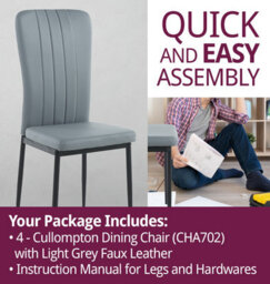 Hallowood Furniture Cullompton Dining Chair With Light Grey Faux Leather And Black Legs X 4 - thumbnail 7
