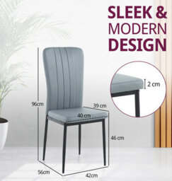 Hallowood Furniture Cullompton Dining Chair With Light Grey Faux Leather And Black Legs X 4 - thumbnail 3