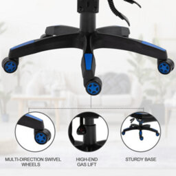 Vinsetto Gaming Chair Ergonomic Manual Reclining Gamer Chair Footrest Blue - thumbnail 6