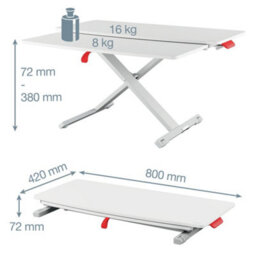 Leitz Ergo Cosy Adjustable Ergonomic Portable Laptop Standing Desk Converter With Sliding Tray 800 X 420mm For Home Office In Grey - thumbnail 2