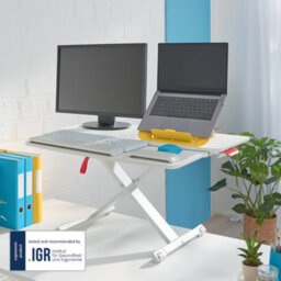 Leitz Ergo Cosy Adjustable Ergonomic Portable Laptop Standing Desk Converter With Sliding Tray 800 X 420mm For Home Office In Grey - thumbnail 6