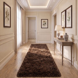 Oxford Homeware Shaggy Rug Anti-Slip Washable Soft Fluffy Living Room And Bedroom Rug (Brown, 80X150Cm) - thumbnail 6