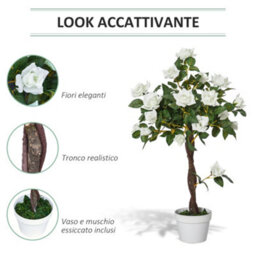 Artificial Rose With 21 Flowers, Cement Pot Filled With Moss, Uv - Resistant Artificial Plant Made Of Plastic And Fabric - thumbnail 6
