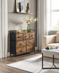 LEDREM Chest Of Drawers, Bedroom Cabinet, 7 Fabric Drawers With Handles, Metal Frame, Rustic Brown And Ink Black - thumbnail 8