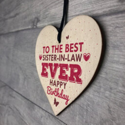Red Ocean Handmade Best Sister In Law Wooden Heart Shabby Chic Birthday Gifts For Her Friendship Sign - thumbnail 7