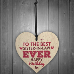 Red Ocean Handmade Best Sister In Law Wooden Heart Shabby Chic Birthday Gifts For Her Friendship Sign - thumbnail 2