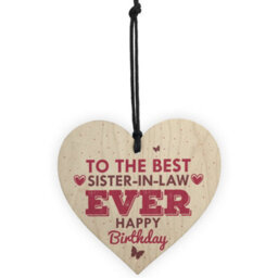 Red Ocean Handmade Best Sister In Law Wooden Heart Shabby Chic Birthday Gifts For Her Friendship Sign - thumbnail 5
