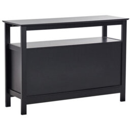 Wyld And Coco Black Mdf Sideboard, Glass Fronts, 2 Doors, Wine Rack, Mediterranean Style - thumbnail 6