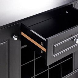 Wyld And Coco Black Mdf Sideboard, Glass Fronts, 2 Doors, Wine Rack, Mediterranean Style - thumbnail 7
