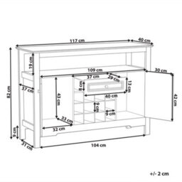 Wyld And Coco Black Mdf Sideboard, Glass Fronts, 2 Doors, Wine Rack, Mediterranean Style - thumbnail 4