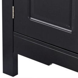 Wyld And Coco Black Mdf Sideboard, Glass Fronts, 2 Doors, Wine Rack, Mediterranean Style - thumbnail 9