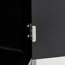 Wyld And Coco Black Mdf Sideboard, Glass Fronts, 2 Doors, Wine Rack, Mediterranean Style - thumbnail 8