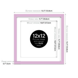 "12X12"" Lilac Picture Frame - 12X12"" Square Frame With 11X11"" Mount For 12X12""/11X11"" Pictures Moderrn Style Thin Edge, 1 Pack" - thumbnail 2
