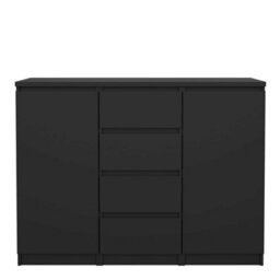 Wyld Haus Budapest Matt Black Wooden Sideboard - Compact, 3 Drawers, 2 Doors (1206X907X500mm) - thumbnail 4