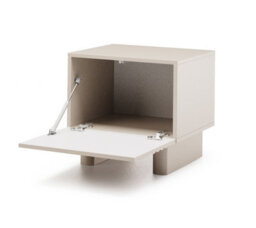 Impact Furniture Beige Bedside Table Side Cabinet Cashmere Nightstand Storage Unit Ribbed Fluted Japandi Toyo - thumbnail 4