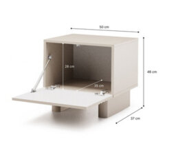 Impact Furniture Beige Bedside Table Side Cabinet Cashmere Nightstand Storage Unit Ribbed Fluted Japandi Toyo - thumbnail 5