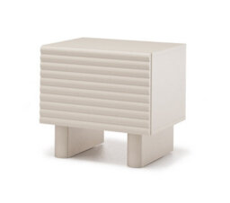 Impact Furniture Beige Bedside Table Side Cabinet Cashmere Nightstand Storage Unit Ribbed Fluted Japandi Toyo - thumbnail 3