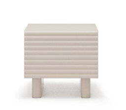 Impact Furniture Beige Bedside Table Side Cabinet Cashmere Nightstand Storage Unit Ribbed Fluted Japandi Toyo - thumbnail 2