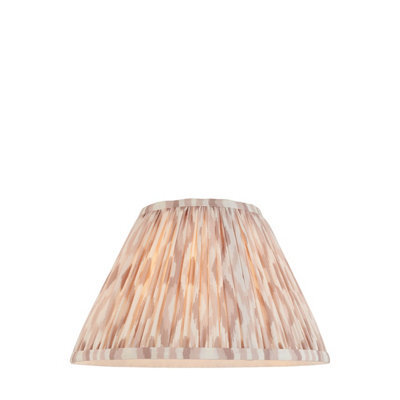Loops 30Cm Handcrafted Tapered Cylinder Lamp Shade With Neutral Ikat Print Fabric For Elegant Home Decor - image 1