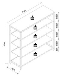 Vcm Metal Wood Shoe Rack 4 Compartments Taliro - thumbnail 4