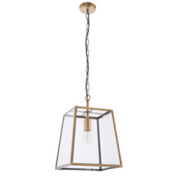 Anson Lighting Hetford Matt Antique Brass And Clear Glass Single Light Ceiling Pendant - thumbnail 3