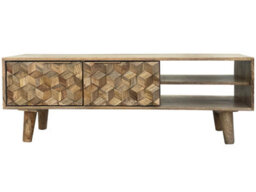 Buttercup Farm Geometric Tv Unit - Mango Wood - L35 X W118 X H41 Cm - Mango Light Finish