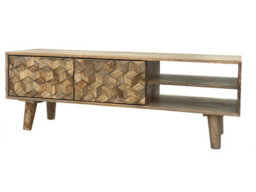 Buttercup Farm Geometric Tv Unit - Mango Wood - L35 X W118 X H41 Cm - Mango Light Finish - thumbnail 3