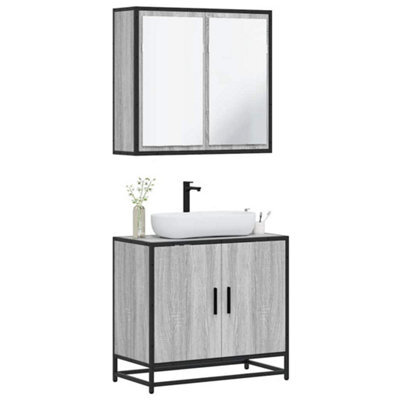 Berkfield 2 Piece Bathroom Furniture Set Grey Sonoma Engineered Wood - image 1