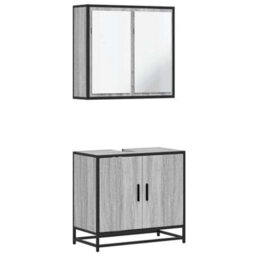 Berkfield 2 Piece Bathroom Furniture Set Grey Sonoma Engineered Wood - thumbnail 2