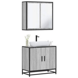Berkfield 2 Piece Bathroom Furniture Set Grey Sonoma Engineered Wood - thumbnail 1