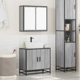 Berkfield 2 Piece Bathroom Furniture Set Grey Sonoma Engineered Wood - thumbnail 3