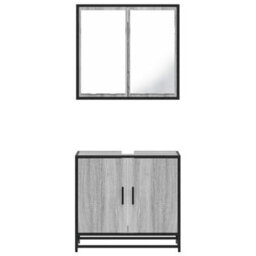 Berkfield 2 Piece Bathroom Furniture Set Grey Sonoma Engineered Wood - thumbnail 5