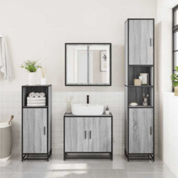 Berkfield 2 Piece Bathroom Furniture Set Grey Sonoma Engineered Wood - thumbnail 4
