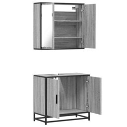 Berkfield 2 Piece Bathroom Furniture Set Grey Sonoma Engineered Wood - thumbnail 8