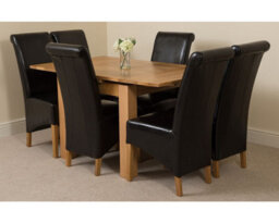 That's Furniture Richmond 90Cm - 150Cm Square Oak Extending Dining Table And 6 Chairs Dining Set With Montana Black Leather Chairs - thumbnail 1