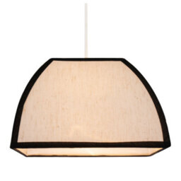 Happy Homewares Vintage Victorian Square Lamp Shade In Oatmeal Linen And Black Trim - thumbnail 3