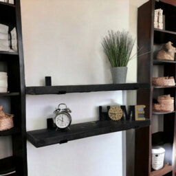 Mkgt Handcrafted Rustic Wooden Floating Shelves, Solid Wood, Made In Uk Wall Mounted Shelf (Black Set Of 2, 100Cm) - thumbnail 5
