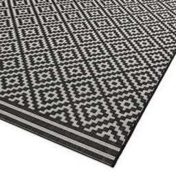 Black Outdoor Rug, Geometric Stain-Resistant Rug For Patio Decks Garden Balcony, 4mm Modern Outdoor Rug-66 X 240Cm (Runner) - thumbnail 3