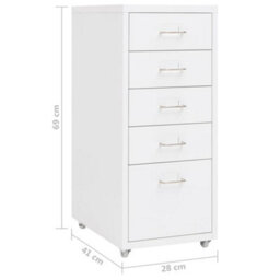 Berkfield Mobile File Cabinet White 28X41X69 Cm Metal - thumbnail 8