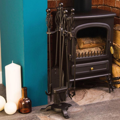 Lassic Fire Vida 5 Piece Darton Black Companion Set - Shovel, Brush, Poker, Tongs, Stand - image 1