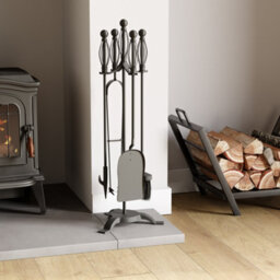 Lassic Fire Vida 5 Piece Darton Black Companion Set - Shovel, Brush, Poker, Tongs, Stand - thumbnail 3
