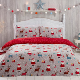 Smart Living Printed Santa Christmas Fleece Duvet Cover With Pillowcases - thumbnail 1