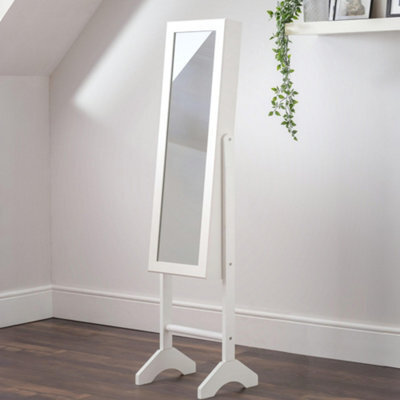 Julian Bowen Prima White Rectangular Freestanding Mirror With Hidden Internal Jewellery Storage, Height: 144 X Width: 34 X Depth: 35Cm - image 1