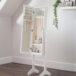 Julian Bowen Prima White Rectangular Freestanding Mirror With Hidden Internal Jewellery Storage, Height: 144 X Width: 34 X Depth: 35Cm - thumbnail 2